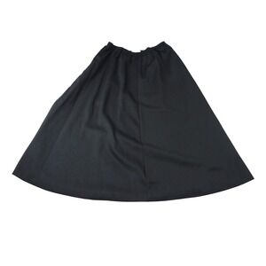 Vintage Lady Manhattan Black Midi Skirt Elastic Waist Size 12 Polyester Rayon